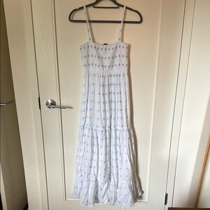 Zara White Smocked Tiered Maxi Dress